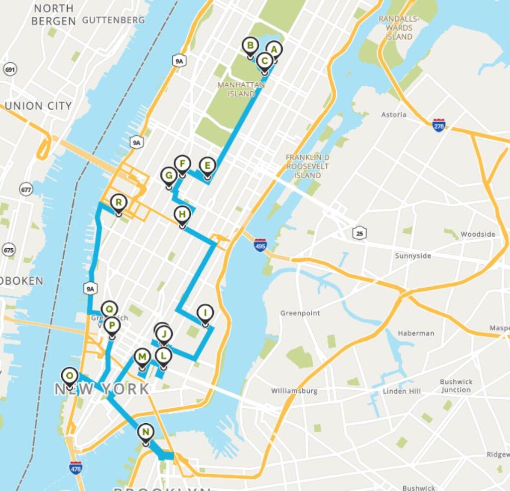 Biking in New York map